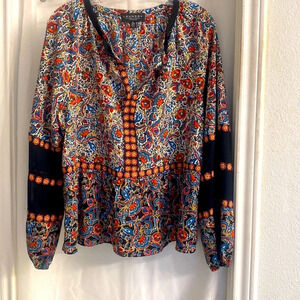 Laundry By Shelli Segal Colorful Trippy Eccentric Pattern Print Long  Sleeve Top